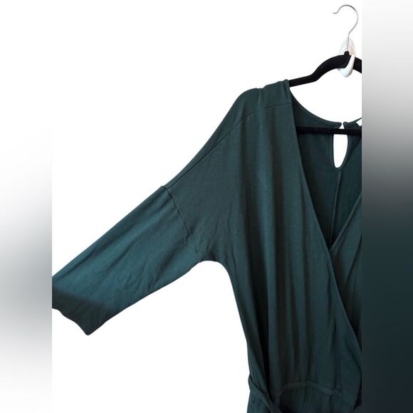Daily Ritual- Oversized Emerald Green Soft Wide Leg Elbow-Sleeve Jumpsuit, XL - Picture 5 of 14